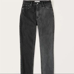 Abercrombie Curve Love High Rise Straight Leg Denim Jeans Washed Black Grey NWT